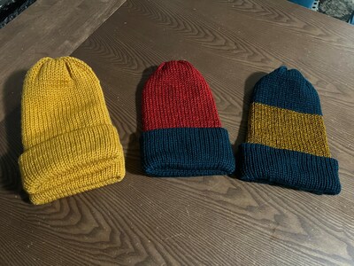 Hand Knit Classic Beanie Various Colors in Adult Small Medium Size - image3